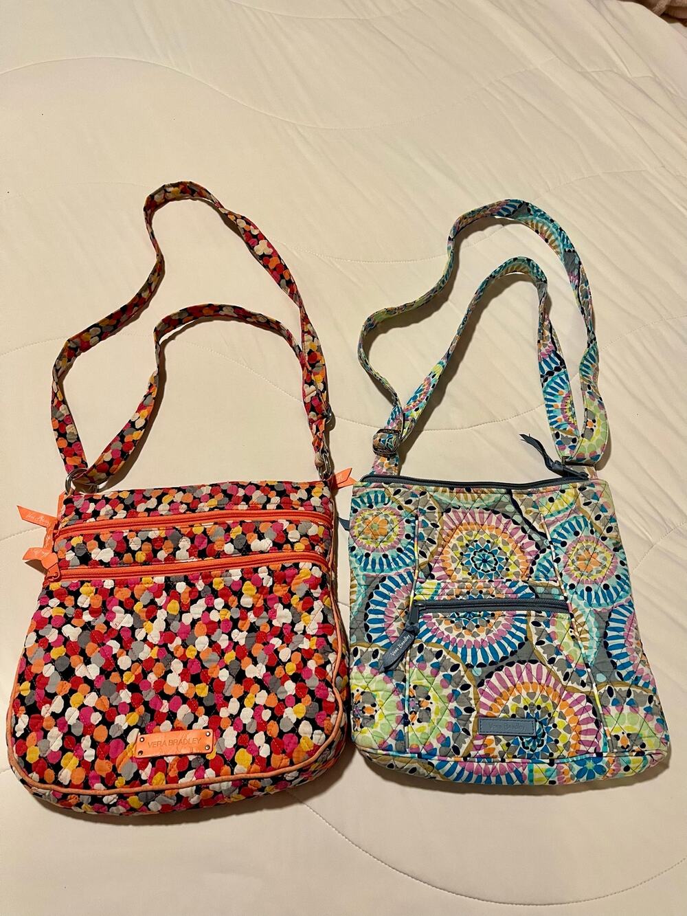 Vera Bradley Hipster Crossbody 2pc Bag Lot Confetti Painted Medallions